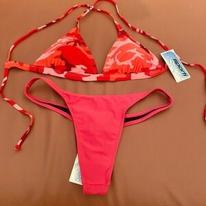 Sporti thong bikini set pink camo removable pads